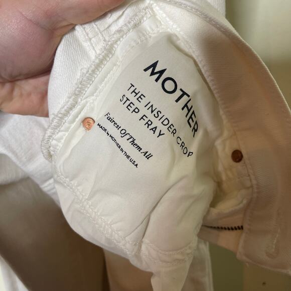 Mother denim The Insider Crop Step Fray in White Wash: Fairest Of Them All sz 26 - Picture 6 of 8